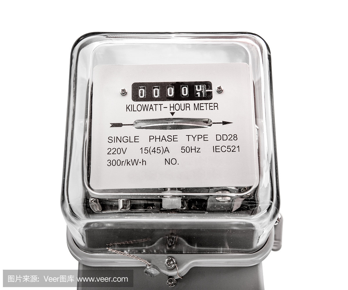 電表電源工具與白色背景隔離。